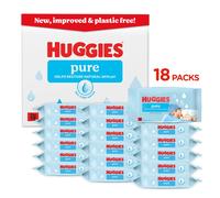 Huggies Pure Plastic Free Baby Wipes, Pack of 18 (