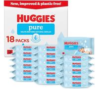 Huggies Pure Plastic Free Baby Wipes - 99% Water Wet Wipes, Fragrance Free, Hypoallergenic, better cleaning, soft and gentle on babies' delicate skin - Pack of 18 (864 Wipes)