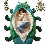 Hugging Caterpillar Sleeping Bag Adults, Plush Cocoon Animal Sleeping Bags with Pull Cord, Cozy Indoor Sleep Nap Pod & Full Body Fluffy Lounger for Relaxation (F)
