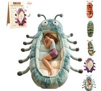 Hugging Caterpillar Sleeping Bags, Animal Sleeping Bags for Adults,Pull Cord SleepingBag, Full Body Plush Lounger - Adult Hooded Sleep Pod for Relaxation(Blue)