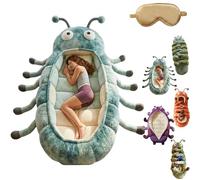 Hugging Caterpillar Sleeping Bags, Giant Plush Cocoon Sleeping Bag with Pull Cord, Full-Body Lounger for Adults, Cozy Indoor Nap Pod, Soft Convertible Animal Sleeping Bag for Travel & Home (A)