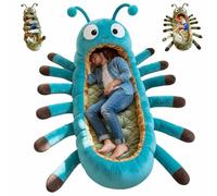 Hugging Caterpillar Sleeping Bags, Plush Cocoon Sleeping Bag with Pull Cord, Giant Plush Floor Lounger, Animal Sleeping Bags for Adults, Indoor Nap Pod, Cozy Reading Nest, Travel & Indoor Use (01)