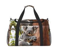 Hugging tree koala 1 Print Everyday Use Travel Duffle Bag Large Capacity Travel Bag Stylish Functional Bag, Black, One Size