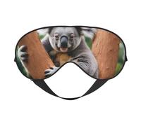 Hugging Tree Koala Print Silk Sleep Eye Mask Soft Eye Cover with Adjustable Strap Comfortable for Travel Office Nap