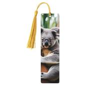 Hugging Tree Koala Print Wood Bookmark for Women Men,with Tassels Reading Bookmarks for Book Lovers,Gifts