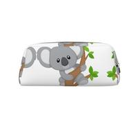Hugging Tree Koala Printing School Leather Zippered Fountain Ballpoint Rollerball Pens Pouch Pencils Case Holder for Pupil