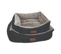 Huggle Pets Hugglepets Luxury Black & Grey Plush Dog Small Lounger Bed