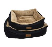 Huggle Pets Hugglepets Luxury Black & Oatmeal Plush Dog Small Lounger Bed