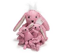 HuggleHounds Dog Toy Bunny Knottie Plush Tuffut Technology Double Pink