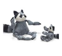 HuggleHounds Dog Toy Raccoon Knottie Plush Gray Durable Tuffut