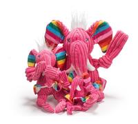 HuggleHounds Dog Toy Rainbow Elephant Knottie Plush Tuffut Technology