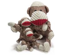 HuggleHounds Plush Corduroy Durable Sock Monkey Knottie Toy, Small, assorted colours