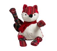 HuggleHounds Knottie Plush Dog Toy - Dog Stuffed Animal Toy for Small, Medium & Large Sized Dogs, Durable Plush to Keep Them Busy - Tartan Tidings Fox, Large