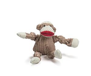 HuggleHounds Plush Corduroy Durable Sock Monkey Knottie Toy, Small, assorted colours