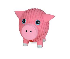 HuggleHounds Ruff-Tex All Natural Squeaky Tough Dog Chew Toy, Hamlet The Pig, Small