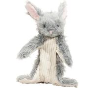 HuggleHounds X-Brace - Interactive Dog Plush Toys to Keep Them Busy, Squeaky Crinkle Puppy Toy for Small, Medium, & Large Dogs, Durable Internal Knotted Rope, Minimal Stuffing - Birch Bunny