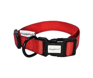 HugglePets Adjustable Snappy Dog Collar - Large Collar - Red