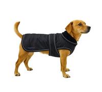 Hugglepets Arctic Armour Waterproof Thermal Dog Coat - Black (Large 50cm) Reflective Microfleece-Lined Coat for Large Dogs with Adjustable Hook & Loop Fastening & Zipper for Harness or Collar.