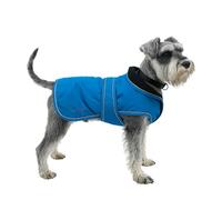 Hugglepets Arctic Armour Waterproof Thermal Dog Coat - Blue (X Small 30cm) Reflective Microfleece-Lined Coat for Small Dogs with Adjustable Hook & Loop Fastening & Zipper for Harness or Collar.