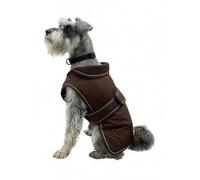 Hugglepets Arctic Armour Waterproof Thermal Dog Coat - Brown Chocolate (Medium 40cm) Reflective Microfleece-Lined Coat for Medium Dogs with Adjustable Fastening & Zipper for Harness or Collar.