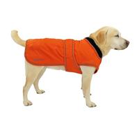 Hugglepets Arctic Armour Waterproof Thermal Dog Coat - Orange (Large 50cm) Reflective Microfleece-Lined Coat for Large Dogs with Adjustable Hook & Loop Fastening & Zipper for Harness or Collar.