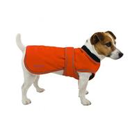Hugglepets Arctic Armour Waterproof Thermal Dog Coat - Orange (Small 35cm) Reflective Microfleece-Lined Coat for Small Dogs with Adjustable Hook & Loop Fastening & Zipper for Harness or Collar.