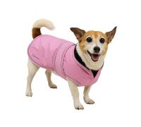Hugglepets Arctic Armour Waterproof Thermal Dog Coat - Pink (Small 35cm) Reflective Microfleece-Lined Coat for Small Dogs with Adjustable Hook & Loop Fastening & Zipper for Harness or Collar.