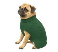 HugglePets Cable Knit Winter Dog Jumper - Khaki Green (Small 35cm) Deep Weave Dog Clothes with Under Body Protection, Short Sleeve Fit & Collar Hole. Machine Washable Sweater for Dogs & Pets.