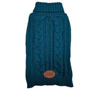 HugglePets Cable Knit Winter Dog Jumper - Navy Blue (Medium 40cm) Deep Weave Dog Clothes with Under Body Protection, Short Sleeve Fit & Collar Hole. Machine Washable Sweater for Dogs & Pets.