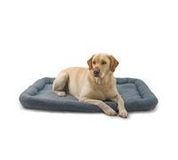 HugglePets Comfy Faux Sheepskin Enclosed Extra Large Dog Bed - Grey. Rectangular Machine Washable Dog Beds with Thick Edging and Slip-Proof Backing. Ideal as Crate Mat.