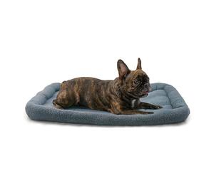 HugglePets Comfy Faux Sheepskin Enclosed Extra Small Dog Bed - Grey. Rectangular Machine Washable Dog Beds with Thick Edging and Slip-Proof Backing. Ideal as Crate Mat. Small Cat Bed.