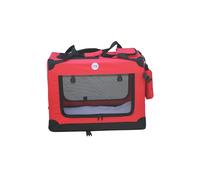 HugglePets Red Fabric Dog Crate Carrier X-Large 82cm, Foldable with Fleece Mat