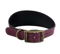 HugglePets Leather Hound Dog Collar (Merlot, Medium)
