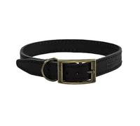 HugglePets Legacy Leather Dog Collar - Black (Extra Large, 45-50cm) Strong & Durable Genuine Leather Collar for Large Dogs with Classic Brass Ring and Buckle Fastening.