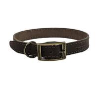 HugglePets Legacy Leather Dog Collar - Chocolate (Extra Small, 25-30cm) Strong & Durable Genuine Leather Collar for Small Dogs with Classic Brass Ring and Buckle Fastening.