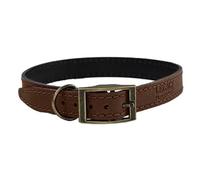 HugglePets Legacy Leather Dog Collar - Tan (Medium, 35-40cm) Strong & Durable Genuine Leather Collar for Medium Dogs with Classic Brass Ring and Buckle Fastening.