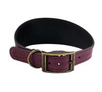 HugglePets Legacy Leather Hound Dog Collar - Small - Merlot