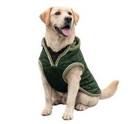 HugglePets Legacy Quilted Dog Coat | Khaki Green | Adjustable Belly Strap with Zipped Collar | Thermal Dog Coat with Harness Hole | Reflective Winter Adult and Puppy Jacket | Large (50cm)