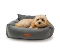 HugglePets Luxury Sofa Bed | Elegant Grey | Plush Cushioned Design with Deep Padded Raised Sides for Gentle Support | Machine Washable | Warm & Cosy Pet Puppy Comfort Lounger | Medium (70 x 60cm)