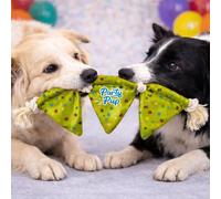 HugglePets Party Pup Bunting Dog Toy with Rope | Green with Colourful Pattern | Interactive Fun Crinkle Material | Tug of War Stimulating Puppy Play | Special Milestones & Birthday Celebrations | 41cm