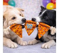 HugglePets Party Pup Bunting Dog Toy with Rope | Orange with Colourful Pattern | Interactive Fun Crinkle Material | Tug of War Stimulating Puppy Play | Special Milestones & Birthday Celebration | 41cm