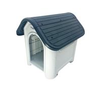 HugglePets Plastic Dog Kennel Outdoor & Indoor (75 x 59cm - Grey) Raised & Ventilated Weatherproof Cat or Dog House Pet Shelter. Lightweight & Durable, Easy to Assemble & Clean.