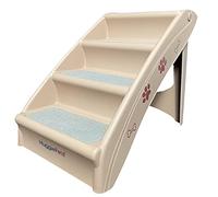 HugglePets Plastic Folding Stairs & Carpet Pet Dog Puppy Lightweight Access Step (Beige)