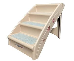 HugglePets Plastic Folding Stairs & Carpet Pet Dog Puppy Lightweight Access Step (Beige)