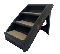 HugglePets Plastic Folding Stairs & Carpet Pet Dog Puppy Lightweight Access Step (Black)