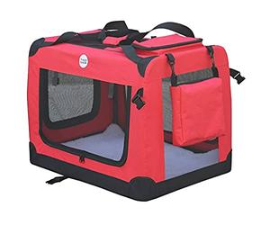 HugglePets Red Fabric Dog Crate Carrier X-Large 82cm, Foldable with Fleece Mat
