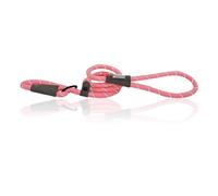 HugglePets Reflective Rope Slip Lead for Dogs - Pink (100cm) High Visibility Weather Resistant Training Lead for Dogs with Strong Inner Core and Welded Ring.