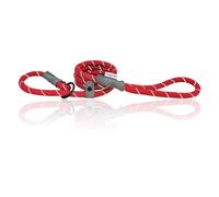 HugglePets Reflective Rope Slip Lead for Dogs - Red (150cm) High Visibility Weather Resistant Training Lead for Dogs with Strong Inner Core and Welded Ring.