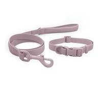 HugglePets Skye & Murphy All Weather Snappy Collar & Lead Set | Blush Pink| Adjustable Quick-Release Buckle | Padded Leash Handle | Weatherproof Wipe Clean Material | Large (40-45cm x 1.9cm)