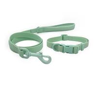 HugglePets Skye & Murphy All Weather Snappy Collar & Lead Set | Mint Green | Adjustable Quick-Release Buckle | Padded Leash Handle | Weatherproof Wipe Clean Material | Medium (35-40cm x 1.9cm)